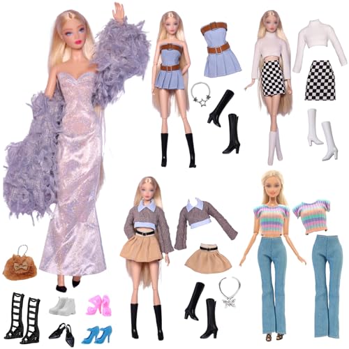 17 Kleidung Set Kompatibel mit Barbie Puppen, 1 Mode Abendkleid Set 1 Denim Röcke 3 Stricktop 2 Röcke 1 Hose 3 Halszubehör 1 Bag 5 Shoes für 11.5 Zoll Puppen Mädchen Geschenk Zufällig 17 Kleidung Set Kompatibel mit Barbie Puppen, 1 Mode Abendkleid Set 1 Denim Röcke 3 Stricktop 2 Röcke 1 Hose 3 Halszubehör 1 Bag 5 Shoes für 11.5 Zoll Puppen Mädchen Geschenk Zufällig von Carreuty