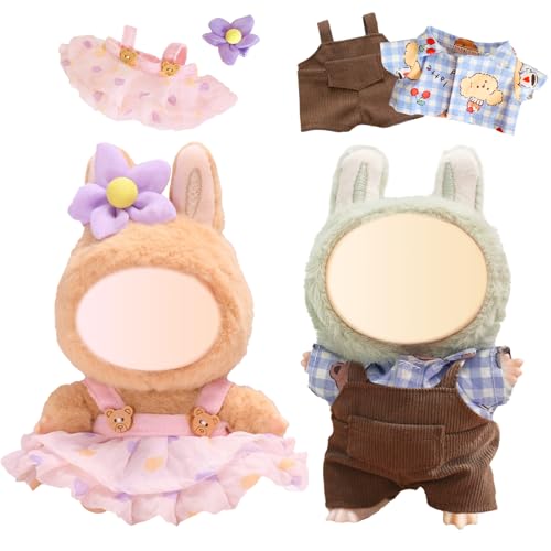 4 Stück 17cm Kleidung Kompatibel mit Labubu Puppen, 2 Satz Monster Puppe Kleid Zubehör mit Hemden Riemen Hosen Rock Haar Clips, Jungen und Mädchen (Puppe) 4 Stück 17cm Kleidung Kompatibel mit Labubu Puppen, 2 Satz Monster Puppe Kleid Zubehör mit Hemden Riemen Hosen Rock Haar Clips, Jungen und Mädchen (Puppe) von Carreuty