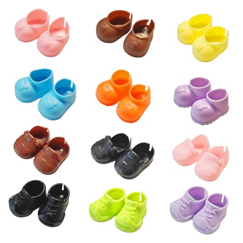12 Paar Puppenschuhe für 17cm Puppen, Farbenfrohe Niedliche Puppen Zubehör Verschiedene Modelle Puppenschuhe Outfit für Mädchen Jungen Geburtstagsgeschenk, Keine Puppe von Carreuty