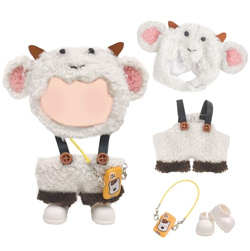 17cm Plüsch Puppenkleidung, Puppen Outfit Set mit Plüsch-Overall, Süße Schafsmütze, Handyanhänger, Schuhe, Mini Plüsch Puppe Kleidung für 6.7inch Plüsch 17CM doll Clothes Little Lamb Clothes 17cm Plüsch Puppenkleidung, Puppen Outfit Set mit Plüsch-Overall, Süße Schafsmütze, Handyanhänger, Schuhe, Mini Plüsch Puppe Kleidung für 6.7inch Plüsch 17CM doll Clothes Little Lamb Clothes von Carreuty