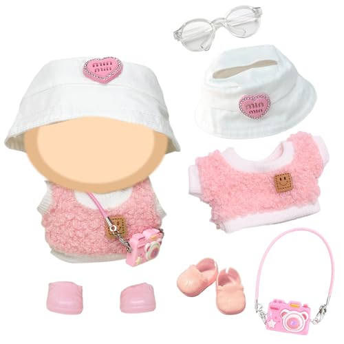 17cm Puppe Kleidung Zubehör Set mit 1 Rosa Smiley Stricken Kurze Ärmel 1 Sonnenhut 1 Kamera Zubehör 1 Brille 1 Schuhe für Kinder Geschenke, Ohne Puppe 17cm Puppe Kleidung Zubehör Set mit 1 Rosa Smiley Stricken Kurze Ärmel 1 Sonnenhut 1 Kamera Zubehör 1 Brille 1 Schuhe für Kinder Geschenke, Ohne Puppe von Carreuty