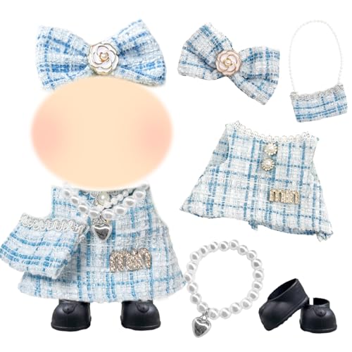 Blaue Puppe Kleidung 17cm Puppen, Klassiker Check Elegante Puppe Kleidung Zubehör Set mit Kleidern Haarclips Tasche Schuhe Halskette für Mädchen Geburtstagsgeschenk, Keine Puppe Blaue Puppe Kleidung 17cm Puppen, Klassiker Check Elegante Puppe Kleidung Zubehör Set mit Kleidern Haarclips Tasche Schuhe Halskette für Mädchen Geburtstagsgeschenk, Keine Puppe von Carreuty