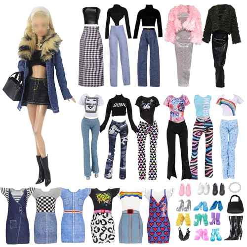 18 Puppenkleidung kompatibel mit Barbie enthalten stilvolles Denim-Pelzkragen-Set Tausend Vogel Karo Set Plüschmantel Set Sportset Heimkleidungsset 5 Schuhe 2 Zubehör für 11,5 Zoll Puppen Mädchen 18 Puppenkleidung kompatibel mit Barbie enthalten stilvolles Denim-Pelzkragen-Set Tausend Vogel Karo Set Plüschmantel Set Sportset Heimkleidungsset 5 Schuhe 2 Zubehör für 11,5 Zoll Puppen Mädchen von Carreuty