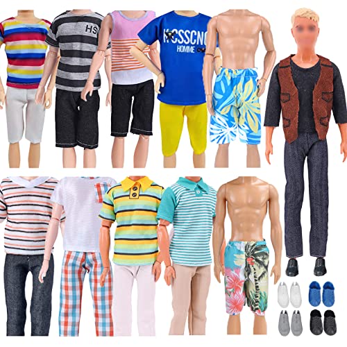 18 Stück Kleidung und Zubehör für Ken Jungen Puppen 6 Freizeitbekleidung Kleidung 2 Badehose 4 Paar Schuhe für 12 Zoll Jungen Puppen von Carreuty