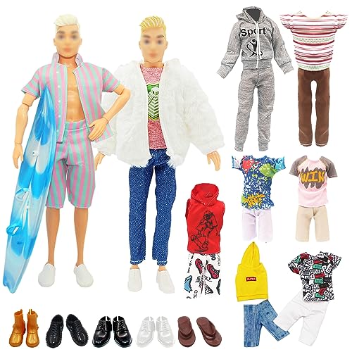 19 Stück Kleidung für Jungen Puppen, 2 Freizeitanzug Kleidung + 1 Winterjacken + 2 Sportbekleidung + 4 Kurze Ärmel + 4 Hose + 5 Schuhen + Surfbrett für 12 Zoll Jungen Puppen 19 Stück Kleidung für Jungen Puppen, 2 Freizeitanzug Kleidung + 1 Winterjacken + 2 Sportbekleidung + 4 Kurze Ärmel + 4 Hose + 5 Schuhen + Surfbrett für 12 Zoll Jungen Puppen von Carreuty