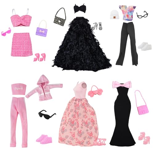 20 Stück Puppen Kleidung und Zubehör Kompatibel mit Barbie, Enthält 3 Abendkleider 2 Sets von Freizeitoberteilen und Hosen 1 Modisches Set 6 Schuhe 8 Accessoires für 11.5 Zoll Mädchen Puppen 20 Stück Puppen Kleidung und Zubehör Kompatibel mit Barbie, Enthält 3 Abendkleider 2 Sets von Freizeitoberteilen und Hosen 1 Modisches Set 6 Schuhe 8 Accessoires für 11.5 Zoll Mädchen Puppen von Carreuty