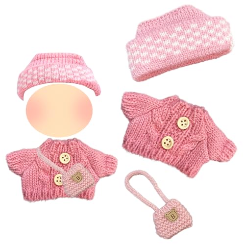 3 Stück Puppenkleidung für 17 cm große Plüschpuppen, Kleidungsset beinhaltet 1 Pullover, 1 Strickmütze, 1 Stricktasche für Puppen, Premium-Outfit, Geburtstags- und Urlaubsgeschenk für Mädchen und von Carreuty