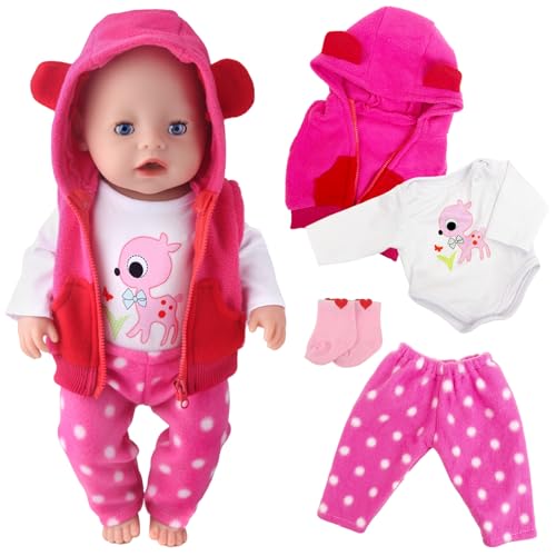 Puppenkleidung für 30-45 cm Baby Puppen, Rose Rehkitz Baby Kleidung Outfits mit Weste Langärmelige Oberteile Hose Socken Puppenzubehör für 12-18 Zoll Puppen Mädchen Geburtstag Geschenk Puppenkleidung für 30-45 cm Baby Puppen, Rose Rehkitz Baby Kleidung Outfits mit Weste Langärmelige Oberteile Hose Socken Puppenzubehör für 12-18 Zoll Puppen Mädchen Geburtstag Geschenk von Carreuty