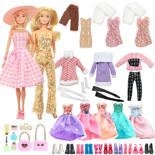 36 Kleidung für Puppen, Rosa Kariertes Kleid mit Hut Goldfarbenes Pailletten Top Hosen Set Winterpullover Kurze Kleider mit Schal 2 Kleider Schuhe Handtaschen Schmuck Zubehör für 11,5 Zoll Puppen 36 Kleidung für Puppen, Rosa Kariertes Kleid mit Hut Goldfarbenes Pailletten Top Hosen Set Winterpullover Kurze Kleider mit Schal 2 Kleider Schuhe Handtaschen Schmuck Zubehör für 11,5 Zoll Puppen von Carreuty