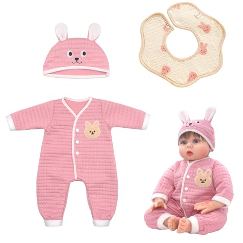 4 Stück Babypuppenkleidung für 50-55 cm Puppe, inklusive 1 Kaninchen-langen Ärmeln, 1 Hut mit Ohren, 1 Lätzchen, 1 Paar Socken für Neugeborene Babypuppen, Mädchen, Geburtstag, Rosa 4 Stück Babypuppenkleidung für 50-55 cm Puppe, inklusive 1 Kaninchen-langen Ärmeln, 1 Hut mit Ohren, 1 Lätzchen, 1 Paar Socken für Neugeborene Babypuppen, Mädchen, Geburtstag, Rosa von Carreuty