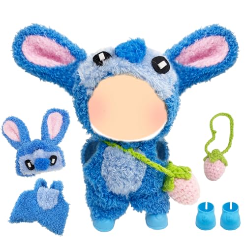 4 Stück Puppenkleidung für 17 cm große Puppen, blaues Puppen-Outfit-Zubehör beinhaltet 1 Kleidung, 1 Hut, 1 Schuhe, 1 Anhänger, keine Puppe von Carreuty