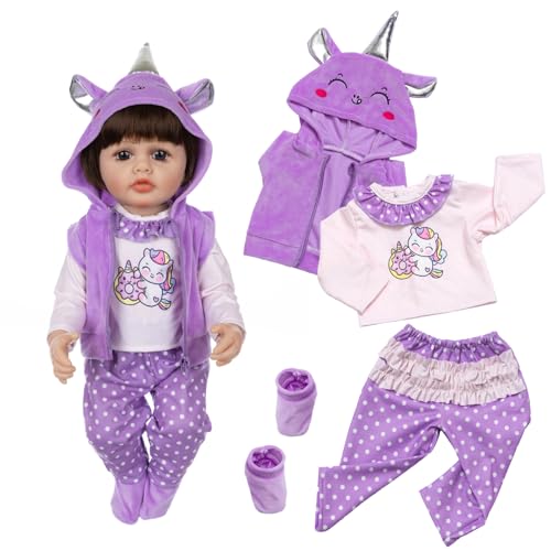 4 Stück Puppenkleidung für 43-55 cm Babypuppen, Cartoon Niedlich Kleidung Outfits für Reborn Baby, Weste mit Kapuze + Spitzenhose + Lange Ärmel mit Tiermuster + Schuhe Puppe Zubehör für Kinder 4 Stück Puppenkleidung für 43-55 cm Babypuppen, Cartoon Niedlich Kleidung Outfits für Reborn Baby, Weste mit Kapuze + Spitzenhose + Lange Ärmel mit Tiermuster + Schuhe Puppe Zubehör für Kinder von Carreuty