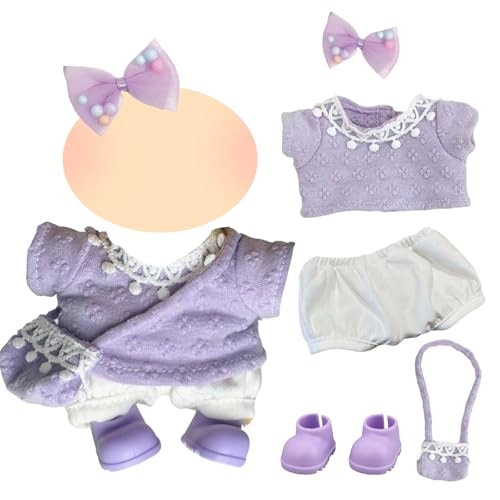 5 Stück Puppenkleidung für17cm Puppen, Lila Puppen Zubehör Set Enthalten kurzärmelige Oberteile Shorts Rucksack Schleifenkopfschmuck Schuh für Geschenk zu Weihnachten oder zum Geburtstag 5 Stück Puppenkleidung für17cm Puppen, Lila Puppen Zubehör Set Enthalten kurzärmelige Oberteile Shorts Rucksack Schleifenkopfschmuck Schuh für Geschenk zu Weihnachten oder zum Geburtstag von Carreuty