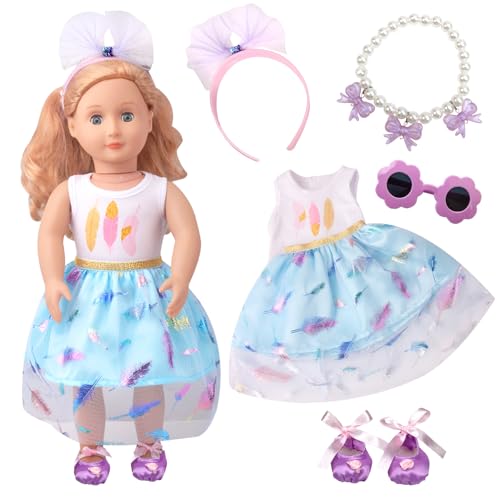 6 Stück Puppenkleidungsset, 14–18 Zoll Puppenkleidung Bauschige Kleider Haarbänder Oberteile Schuhe Halsketten Sonnenbrillen Puppenzubehör Passt 30–45 cm Puppen mit Buntem Prin für Geschenk Kinder 6 Stück Puppenkleidungsset, 14–18 Zoll Puppenkleidung Bauschige Kleider Haarbänder Oberteile Schuhe Halsketten Sonnenbrillen Puppenzubehör Passt 30–45 cm Puppen mit Buntem Prin für Geschenk Kinder von Carreuty
