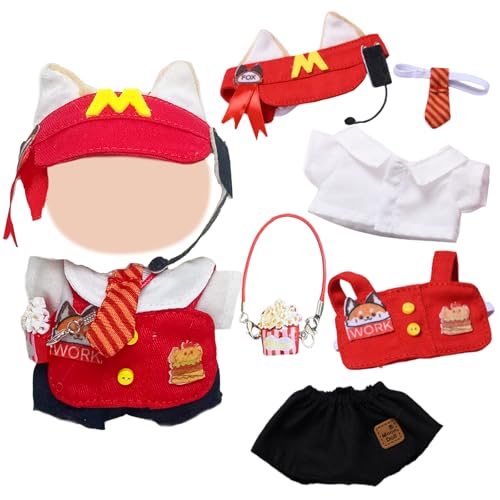6 Stück Puppenkleidung für 17 cm große Plüschpuppen, Puppenkleid-Zubehör, rotes Kellner-Set beinhaltet 1 Hut, 1 Oberteil, 1 Weste, 1 Krawatte, 1 schwarze Hose, 1 Popcorn-Tasche, Geburtstagsgeschenk 6 Stück Puppenkleidung für 17 cm große Plüschpuppen, Puppenkleid-Zubehör, rotes Kellner-Set beinhaltet 1 Hut, 1 Oberteil, 1 Weste, 1 Krawatte, 1 schwarze Hose, 1 Popcorn-Tasche, Geburtstagsgeschenk von Carreuty