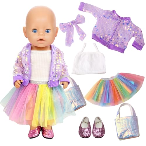 6 Violett Puppenkleidung für 35-45 cm Baby Puppen von Carreuty