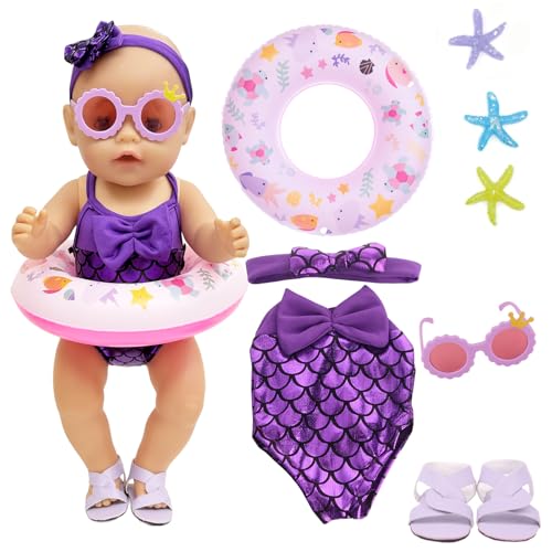 8 Lila Badeanzug Puppenkleidung für 35-45 cm Baby Puppen von Carreuty