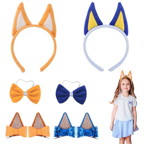 8-teiliges Hundeohren-Stirnband-Set, inklusive gelb-blauen Ohr-Haarspangen, Schleifen für Halloween-Kostüm, Party-Cosplay-Zubehör für Erwachsene und Kinder 8-teiliges Hundeohren-Stirnband-Set, inklusive gelb-blauen Ohr-Haarspangen, Schleifen für Halloween-Kostüm, Party-Cosplay-Zubehör für Erwachsene und Kinder von Carreuty