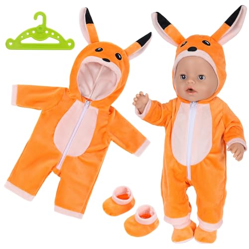 Babypuppenkleidung für 35.6 cm 40.6 cm 43.2 cm Puppe 35-43cm Puppen, Orange Outfit Set inklusive Kapuze Fuchs Overalls mit Socken Aufhänger für Neugeborene Babypuppen Geburtstag für Kinder Mädchen Babypuppenkleidung für 35.6 cm 40.6 cm 43.2 cm Puppe 35-43cm Puppen, Orange Outfit Set inklusive Kapuze Fuchs Overalls mit Socken Aufhänger für Neugeborene Babypuppen Geburtstag für Kinder Mädchen von Carreuty