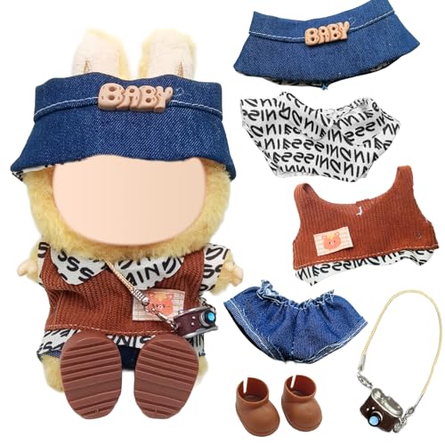6 Stück Bekleidung Kompatibel mit 17cm Labubu Plüsch, Mini Kuscheltier Kleidung Outfit Bekleidungs Zubehör mit Oberteile Westen Jeans Hüte Schuhe Taschen für 17cm Plush Keychain DIY Kinder Geschenke 6 Stück Bekleidung Kompatibel mit 17cm Labubu Plüsch, Mini Kuscheltier Kleidung Outfit Bekleidungs Zubehör mit Oberteile Westen Jeans Hüte Schuhe Taschen für 17cm Plush Keychain DIY Kinder Geschenke von Carreuty