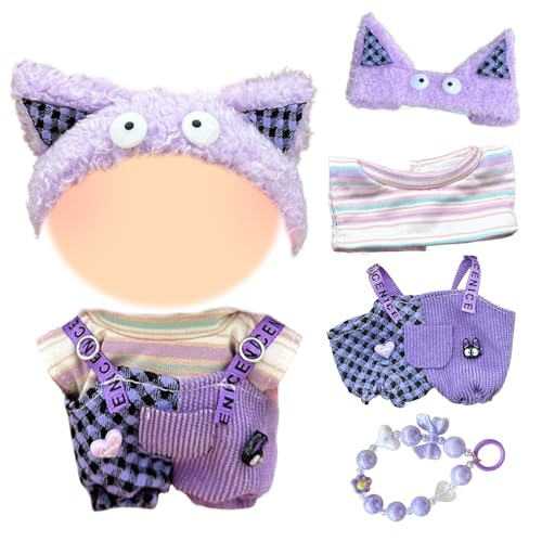 4 Stück Mini Puppen Kleidung Set 17cm, Kleidung Outfit nur Bekleidungs zubehör mit Purple Overalls striped top shoes necklace Puppenkleidung für Halloween Weihnachten Valentinstag Geburtstag Jahrestag 4 Stück Mini Puppen Kleidung Set 17cm, Kleidung Outfit nur Bekleidungs zubehör mit Purple Overalls striped top shoes necklace Puppenkleidung für Halloween Weihnachten Valentinstag Geburtstag Jahrestag von Carreuty
