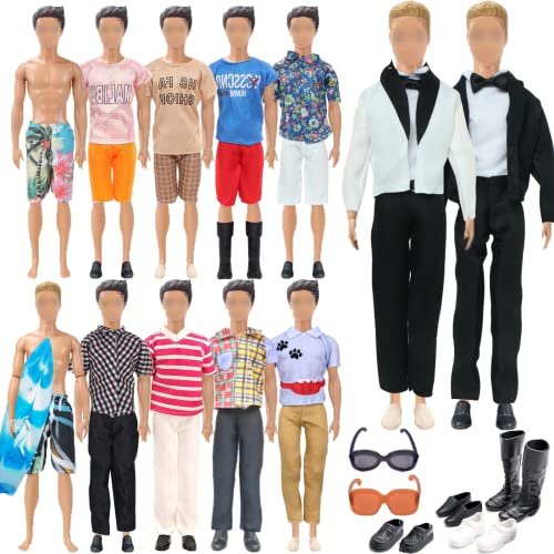 19 Puppenkleider-Outfit für Ken Puppen, 1 Anzug 3 kurzärmelige Hosen 2 kurzärmelige Shorts 2 Strandhosen 4 Schuhe 1 Brille 1 Surfbrett, in Zufälliger 19 Puppenkleider-Outfit für Ken Puppen, 1 Anzug 3 kurzärmelige Hosen 2 kurzärmelige Shorts 2 Strandhosen 4 Schuhe 1 Brille 1 Surfbrett, in Zufälliger von Carreuty