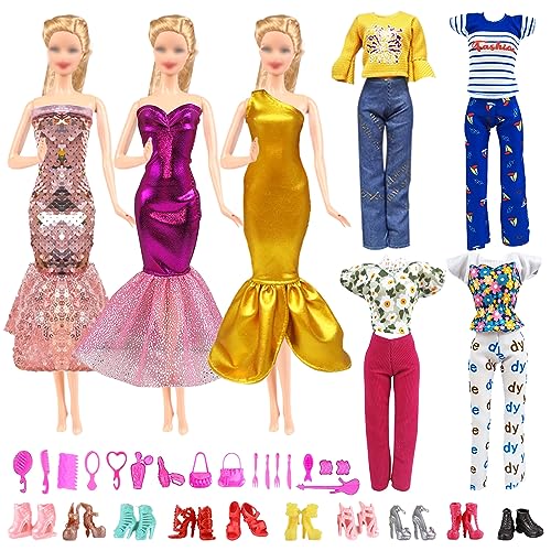 37 Kleidung Zubehör Kleider Kompatibel mit Barbie Puppen, Puppenzubehör mit 3 Kleid + 4 Oberteile + 4 Hosen + 10 Paar Schuhe + 16 Schmuck Zubehör für 11,5 Zoll Mädchen Puppen 37 Kleidung Zubehör Kleider Kompatibel mit Barbie Puppen, Puppenzubehör mit 3 Kleid + 4 Oberteile + 4 Hosen + 10 Paar Schuhe + 16 Schmuck Zubehör für 11,5 Zoll Mädchen Puppen von Carreuty