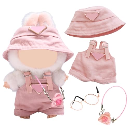 Kleidung Kompatibel mit Labubu Puppen, Overall mit verstellbaren Trägern Mütze Brille Blumentasche für die 17 cm Mini Plüsch Puppen Plüschpuppe, Nicht im Lieferumfang Enthalten Rosa Kleidung Kompatibel mit Labubu Puppen, Overall mit verstellbaren Trägern Mütze Brille Blumentasche für die 17 cm Mini Plüsch Puppen Plüschpuppe, Nicht im Lieferumfang Enthalten Rosa von Carreuty