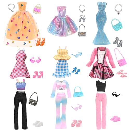 31 Stück Kleidung und Zubehör Kompatibel mit Barbie 11.5 Zoll Doll 9 Outfits Kleid Casual Wear Fashion Set Pailletten Set 9 Schuhe 13 Zubehör Brille Halskette Hut Weihnachten Geschenke für Mädchen 31 Stück Kleidung und Zubehör Kompatibel mit Barbie 11.5 Zoll Doll 9 Outfits Kleid Casual Wear Fashion Set Pailletten Set 9 Schuhe 13 Zubehör Brille Halskette Hut Weihnachten Geschenke für Mädchen von Carreuty