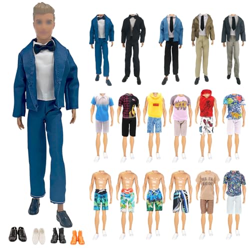 12 Kleidung und Zubehör Kompatibel mit Ken = 2 Sets Anzug + 2 Kurze Ärmel + 2 Shorts + 2 Badehose + 4 Schuhe, für 12 Zoll Jungen Puppen in Zufallsauswahl 12 Kleidung und Zubehör Kompatibel mit Ken = 2 Sets Anzug + 2 Kurze Ärmel + 2 Shorts + 2 Badehose + 4 Schuhe, für 12 Zoll Jungen Puppen in Zufallsauswahl von Carreuty