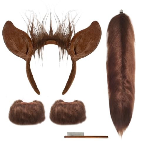 Pferde-Kostüm-Zubehör-Set, 4-teilig, Halloween-Tierkostüm, inklusive Pferdeschwanz, Ohren, Stirnband, Armband und Kamm, Tiere, Cartoon-Charaktere, Halloween, Weihnachten, Cosplay, Verkleidung Pferde-Kostüm-Zubehör-Set, 4-teilig, Halloween-Tierkostüm, inklusive Pferdeschwanz, Ohren, Stirnband, Armband und Kamm, Tiere, Cartoon-Charaktere, Halloween, Weihnachten, Cosplay, Verkleidung von Carreuty