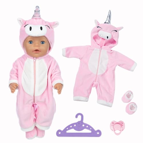 Puppenkleidung 35-43 cm Baby Puppen, Bodysui Socke Aufhänger Schnuller Niedliche Pink Pony Kleidung Outfits für Jungen und Mädchen Puppenkleidung 35-43 cm Baby Puppen, Bodysui Socke Aufhänger Schnuller Niedliche Pink Pony Kleidung Outfits für Jungen und Mädchen von Carreuty