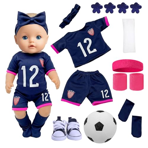 Puppenkleidung für 35-45 cm Baby Puppen, Fußball Baby Kleidung mit Kurzen Ärmeln Shorts Stirnband Ballspiel Schuhe Haarspangen Ärmel für 14-18 Zoll Neugeborene Baby Puppen Kinder Geburtstag Puppenkleidung für 35-45 cm Baby Puppen, Fußball Baby Kleidung mit Kurzen Ärmeln Shorts Stirnband Ballspiel Schuhe Haarspangen Ärmel für 14-18 Zoll Neugeborene Baby Puppen Kinder Geburtstag von Carreuty