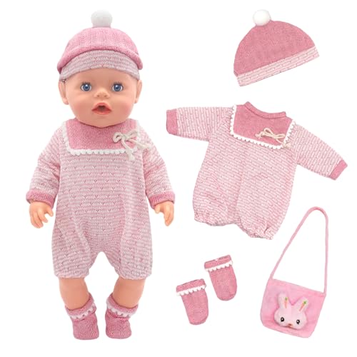 Baby Puppenkleidung Outfits für 30–45cm Baby Puppen Rosa Jumpsuit mit Socken, Hut und Tasche Puppenkleidungsset, Puppenzubehör Passend für 12-18 Zoll Geschenke für Kinder (Keine Puppe) Baby Puppenkleidung Outfits für 30–45cm Baby Puppen Rosa Jumpsuit mit Socken, Hut und Tasche Puppenkleidungsset, Puppenzubehör Passend für 12-18 Zoll Geschenke für Kinder (Keine Puppe) von Carreuty