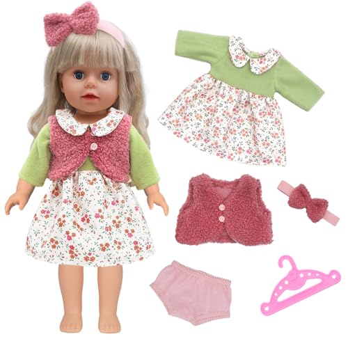 Puppenkleidung für 36-43 cm Baby Puppen New Born Baby Puppen Kleidung (Keine Puppe) Kleider Mäntel Haarbänder Pyjamas Unterhosen Kleiderbügel Kompatibel mit Puppenkleidung 14–18 Zoll von Carreuty