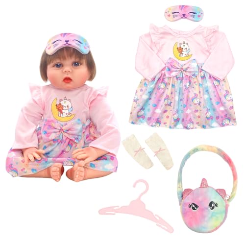 5 Stück Süßes Puppenkleidungsset für Babypuppen, 20-22 Zoll puppenkleider Rosa Kleider mit Stirnband, Beutelanhänger, Socken,Kleiderständer Neue 35-45cm Baby Puppen puppenzubehör Outfits 5 Stück Süßes Puppenkleidungsset für Babypuppen, 20-22 Zoll puppenkleider Rosa Kleider mit Stirnband, Beutelanhänger, Socken,Kleiderständer Neue 35-45cm Baby Puppen puppenzubehör Outfits von Carreuty