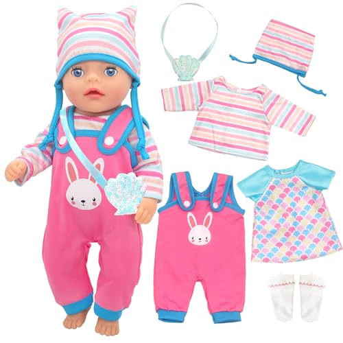 Kleidung Outfits für 12-14 Zoll Baby Puppen, 6 Bunny Baby Puppen Kleidung mit Hut Socken Kleid und Shell Tasche für 30-35 cm Puppe Kleidung, Neu Baby Puppe Kleidung Mädchen Geburtstag Geschenk Kleidung Outfits für 12-14 Zoll Baby Puppen, 6 Bunny Baby Puppen Kleidung mit Hut Socken Kleid und Shell Tasche für 30-35 cm Puppe Kleidung, Neu Baby Puppe Kleidung Mädchen Geburtstag Geschenk von Carreuty