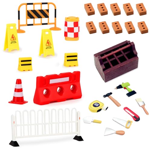 Wichtel Zubehör Baustelle 28 Stück Wichtel Baustelle Set Mini Holz Werkzeugkiste, Mini Straßensperre, Mini Simulation Ziegel Mini-Straßenschilder Verkehrskegel für Kinder Wichteltür Baustelle Wichtel Zubehör Baustelle 28 Stück Wichtel Baustelle Set Mini Holz Werkzeugkiste, Mini Straßensperre, Mini Simulation Ziegel Mini-Straßenschilder Verkehrskegel für Kinder Wichteltür Baustelle von Carreuty