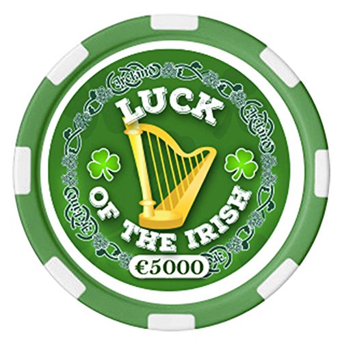 Irischer Pokerchip mit Text "Luck Of the Irish" und Harfendesign von Carrolls Irish Gifts