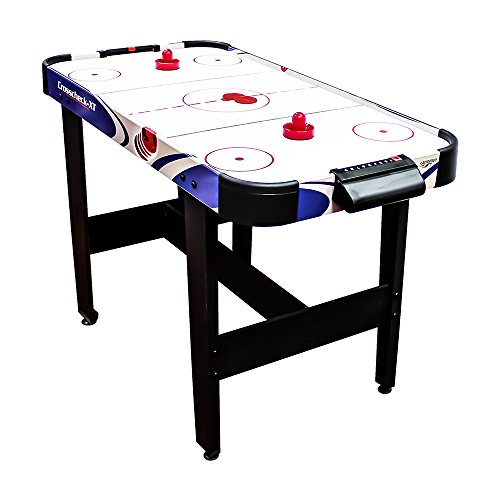Carromco Airhockeytisch CROSSCHECK-XT | Air hockey Spieltisch mit belüftetem Spielfeld, Hochglanzspielfeld, inklusive Pusher und Pucks, 79 x 122 x 61 cm von Carromco