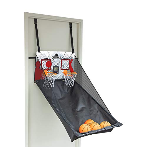 Carromco Basketball Indoor Türspiel – Wurfspiel für 1-2 Spieler, mit vier Bällen, Mini Basketball-Automat Basketballspiel zur Türmontage mit höhenverstellbarer Rückwand und elektronischem LCD-Zähler von Carromco