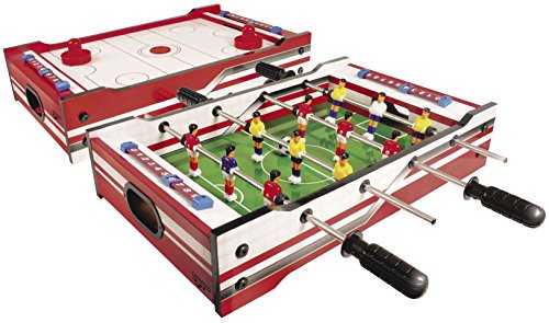 Carromco Multi-Spiel FLIP-XM 2in1 – Multigame Spieltisch mit 2 Tischspielen, Tischhockey/Airhockey mit 2 Pushern und Tischfußballspiel/Kicker mit 2 Bällen von Carromco