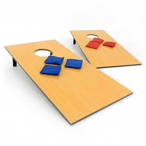 Wikinger Cornhole Spiel Outdoor, 2er Cornhole Holz Set von Carromco, Bean Bag Toss Cornhole Game mit 6 Cornhole Wurfsäcken von Carromco