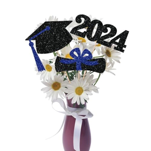 Abschlussdekorationen für die Klasse 2024, doppelseitige Abschluss-Mittelstücke für Tische, Abschluss-Kuchendekoration, Abschlussfeier, Motto-Party, Kuchendekorationen, Cupcake von Carroterr