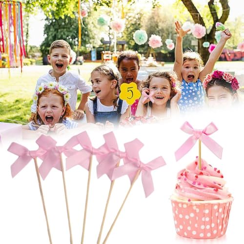 Cupcake-Topper mit rosa Schleife, Kokette, Geburtstagskuchendekorationen, für Junggesellinnenabschied, Braut, Verlobung, Hochzeit, Mädchen, Babyparty, Mottoparty-Dekoration, 30 Stück Cupcake-Topper mit rosa Schleife, Kokette, Geburtstagskuchendekorationen, für Junggesellinnenabschied, Braut, Verlobung, Hochzeit, Mädchen, Babyparty, Mottoparty-Dekoration, 30 Stück von Carroterr