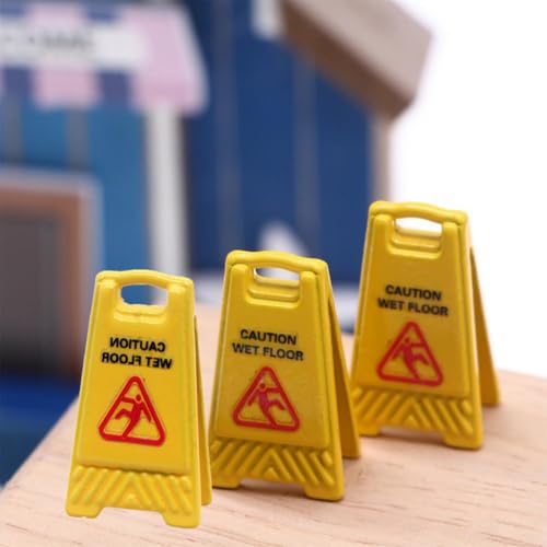 Miniatur-Warnschilder für Puppenhaus mit nassem Boden, gelbe Kunststoff-Sicherheitsschilder, Maßstab 1:12, Mini-Warnschild, Puppenhaus-Dekoration, Zubehör, pädagogische Verwendung für kreatives Miniatur-Warnschilder für Puppenhaus mit nassem Boden, gelbe Kunststoff-Sicherheitsschilder, Maßstab 1:12, Mini-Warnschild, Puppenhaus-Dekoration, Zubehör, pädagogische Verwendung für kreatives von Carroterr