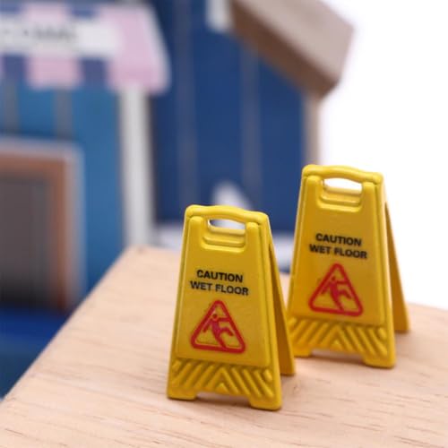 Miniatur-Warnschilder für Puppenhaus mit nassem Boden, gelbe Kunststoff-Sicherheitsschilder, Maßstab 1:12, Mini-Warnschild, Puppenhaus-Dekoration, Zubehör, pädagogische Verwendung für kreatives Miniatur-Warnschilder für Puppenhaus mit nassem Boden, gelbe Kunststoff-Sicherheitsschilder, Maßstab 1:12, Mini-Warnschild, Puppenhaus-Dekoration, Zubehör, pädagogische Verwendung für kreatives von Carroterr
