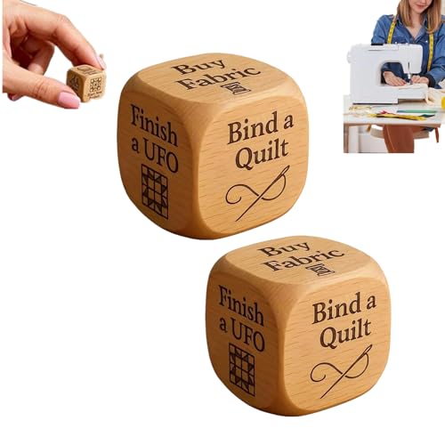 Quilter-Würfel, handgefertigte Entscheidungswürfel aus Holz, 6-seitige Würfel mit gravierten Quiltaufgaben, lustiges Quilter-Würfelwerkzeug für Quilter, Nähliebhaber und Bastel-Enthusiasten von Carroterr
