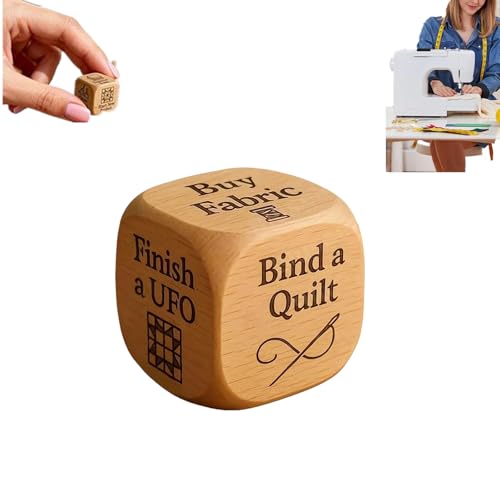 Quilter-Würfel, handgefertigte Entscheidungswürfel aus Holz, 6-seitige Würfel mit gravierten Quiltaufgaben, lustiges Quilter-Würfelwerkzeug für Quilter, Nähliebhaber und Bastel-Enthusiasten von Carroterr