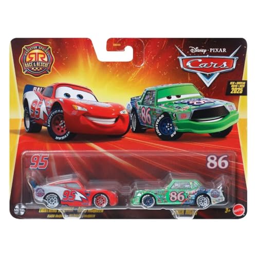 Cars Disney Pixar Pack 2 Autos aus Metall 1:55 – Radiator Springs Rally Race 200 Lightning McQueen & Chick Hicks von Cars